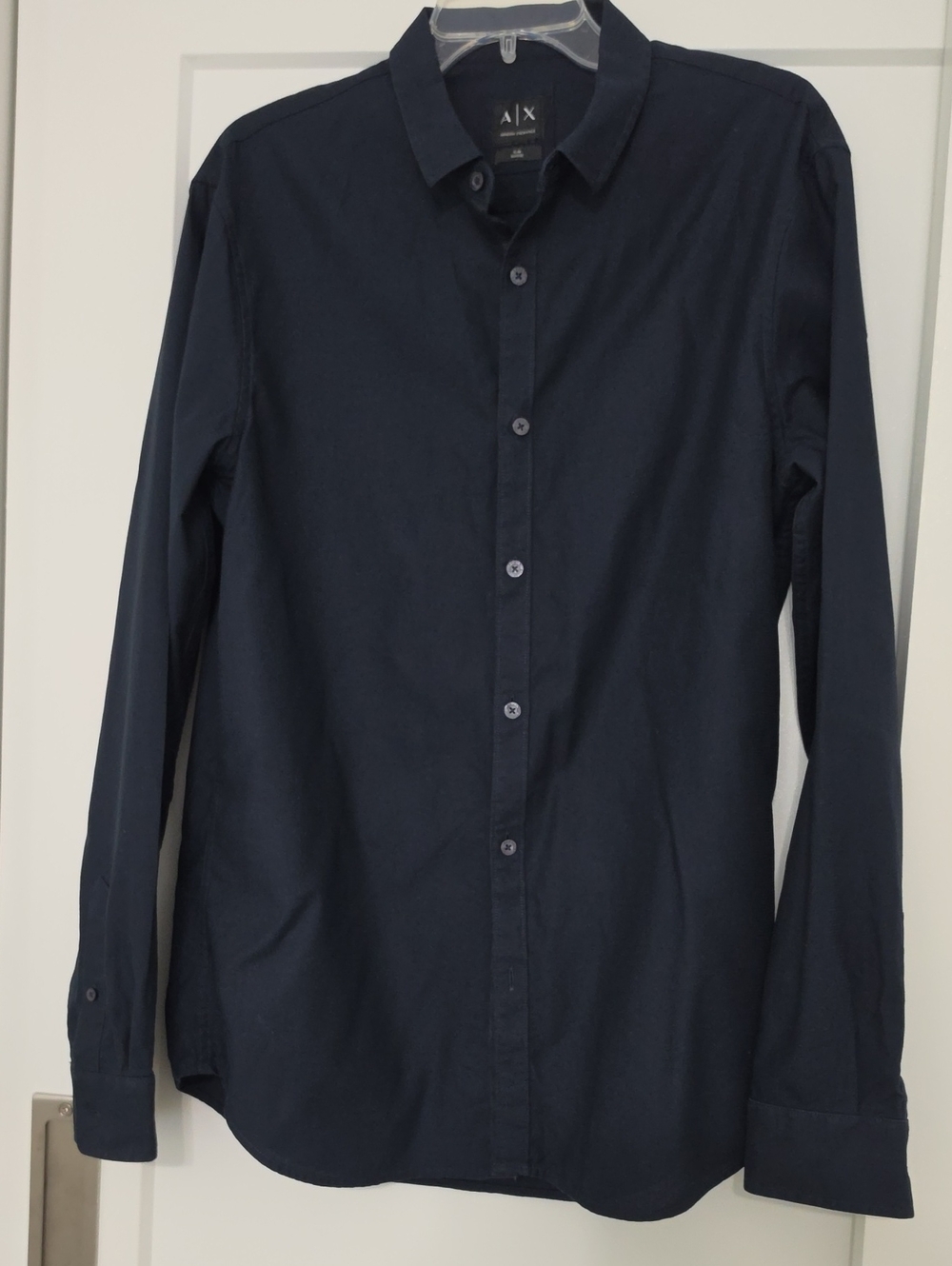EUC A/X Armani Exchange Men's Dark Navy Long-Sleeve Button Shirt Size L Slim Fit